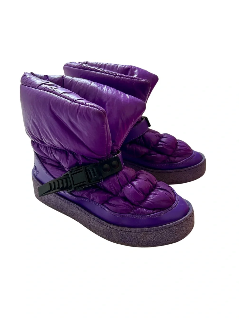 KhrisJoy Puff Padded Quilted Ankle Shiny Snow Boots Purple Size 39 US 9